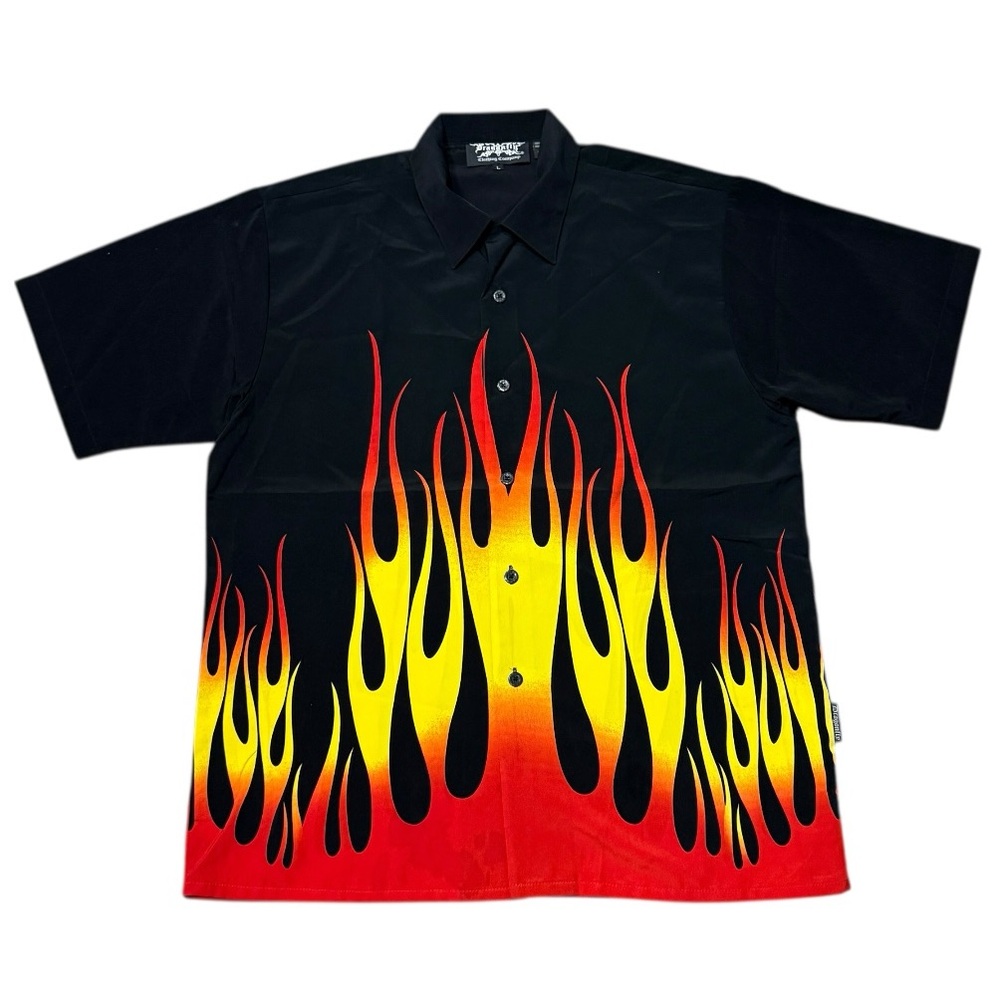 Dragonfly Black Flame Short Sleeve Button Up Shirt Men’s Sz L
